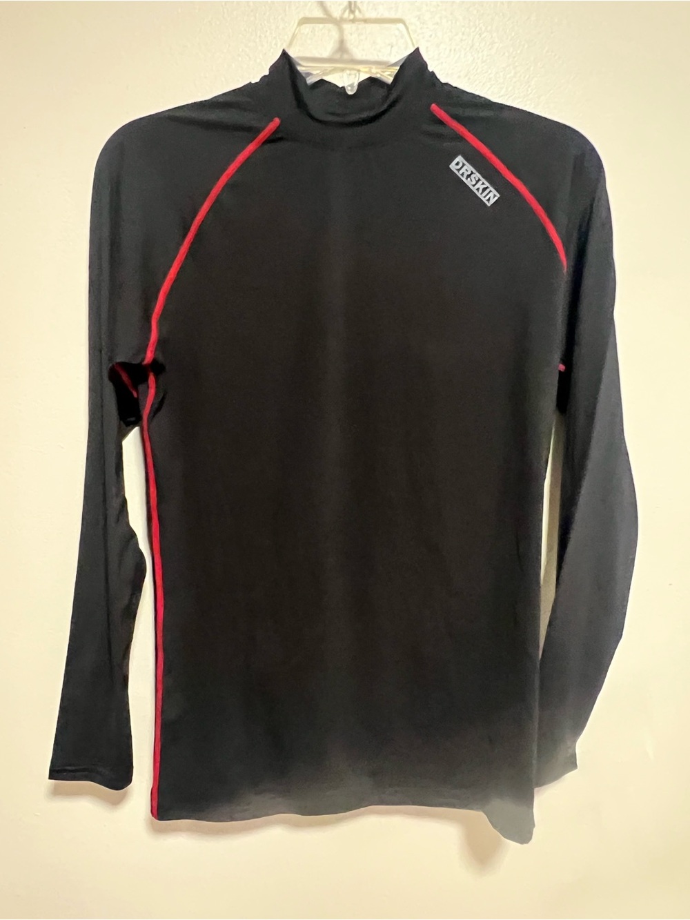 DRSKIN Black Red Compression Mock Neck Long Sleeve Shirt Size S